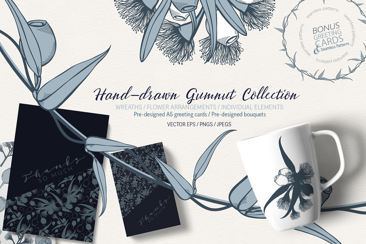 Hand Drawn Gumnut Flower Collection in Illustrations - product preview 8