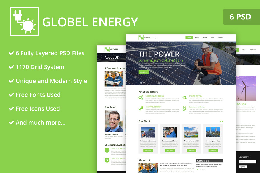 Solar Power PSD Website Template