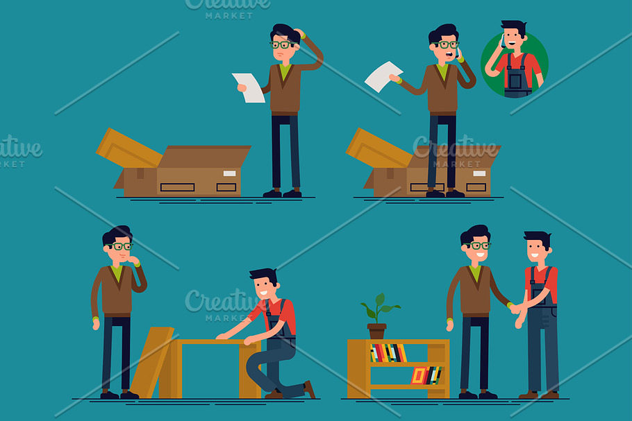 Flat Characters: Furniture Assembly in Illustrations - product preview 8