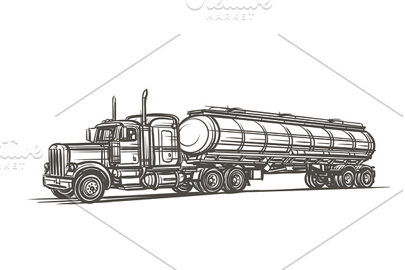 Truck in industry zone sketch.  in Illustrations - product preview 1