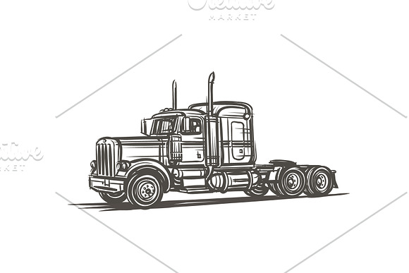 Truck in industry zone sketch.  in Illustrations - product preview 2