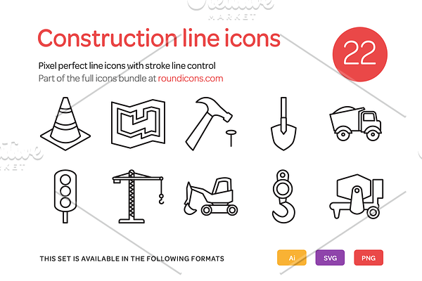 Construction Line Icons Set