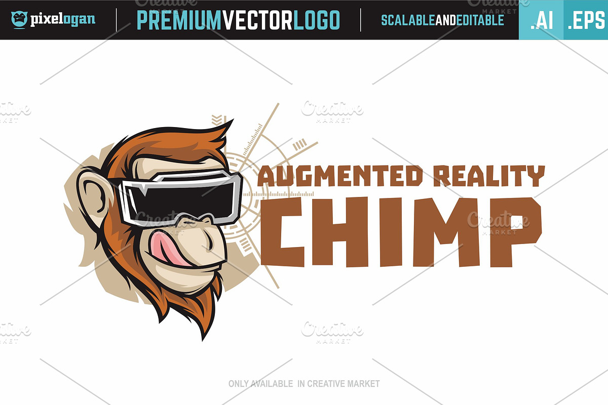 Augmented Reality Chimp Logo in Logo Templates - product preview 8