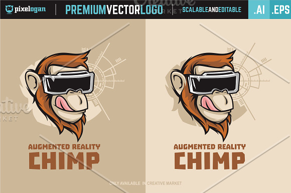 Augmented Reality Chimp Logo in Logo Templates - product preview 1