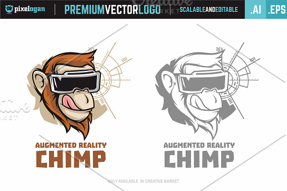 Augmented Reality Chimp Logo in Logo Templates - product preview 2