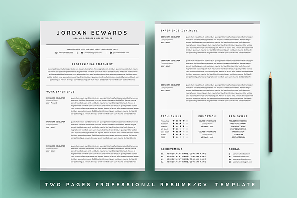 Clean Word Resume Template 4 Pages