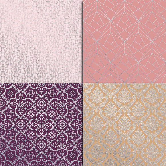 Blush & Silver Glitter Digital Paper in Textures - product preview 1