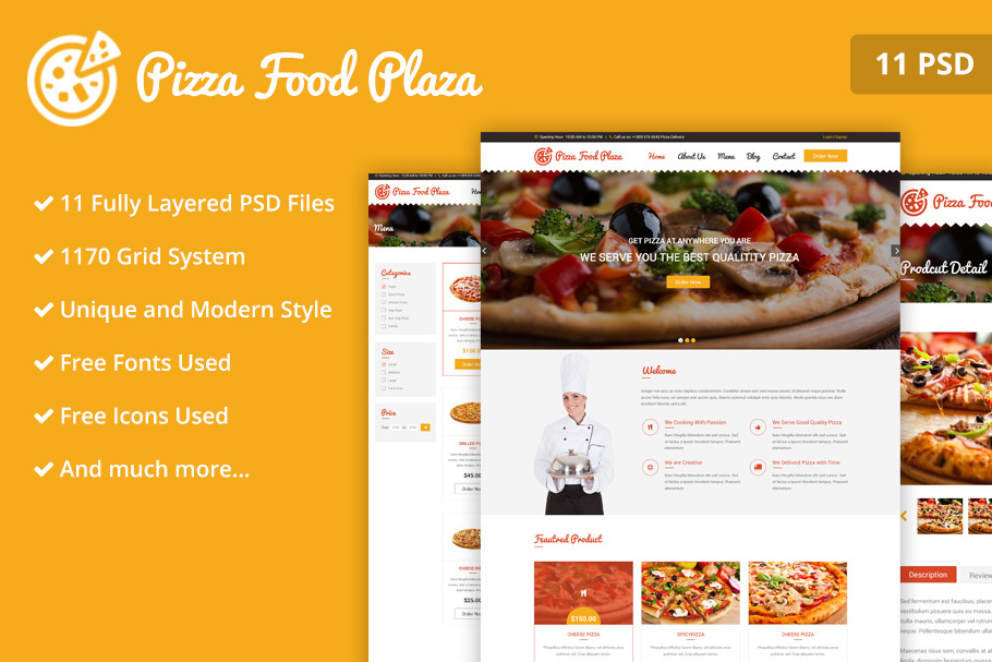 Pizza Food Plaza PSD Web Template in Website Templates - product preview 8