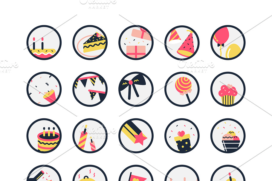 Illustration set of birthday icons in Illustrations - product preview 8