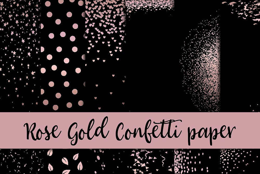 Rose Gold Confetti Digital Paper in Textures - product preview 8