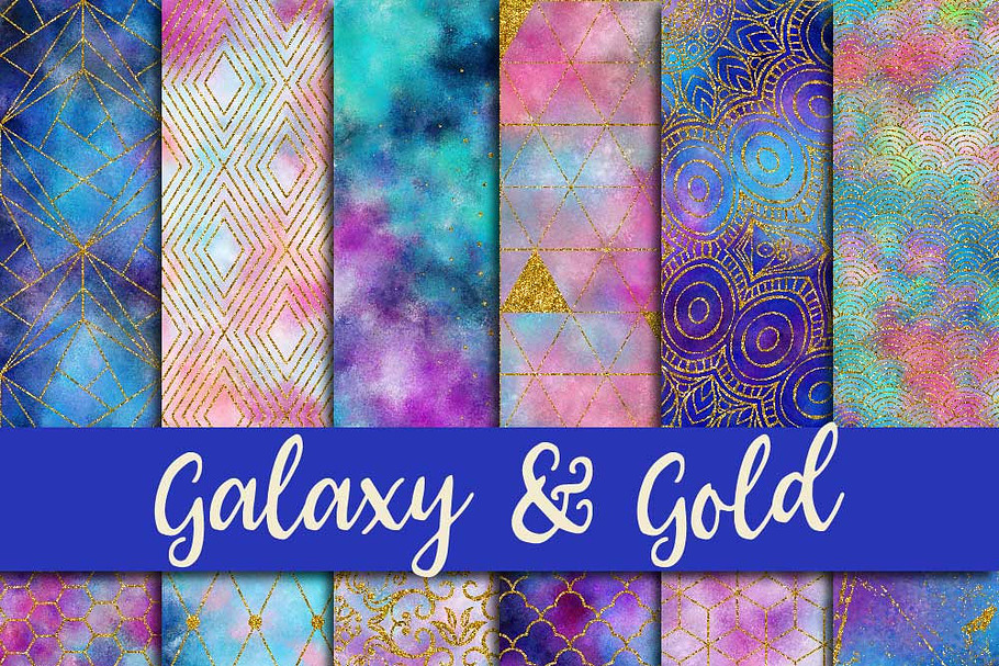 Galaxy & Gold Digital Paper in Textures - product preview 8