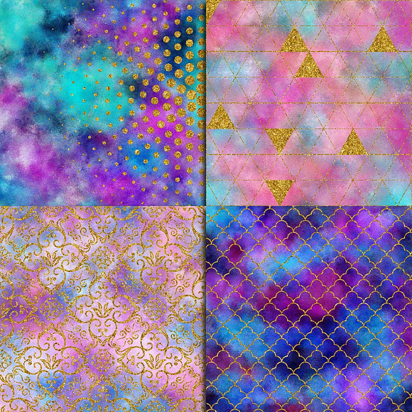 Galaxy & Gold Digital Paper in Textures - product preview 2