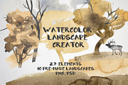 Watercolor landscape creator