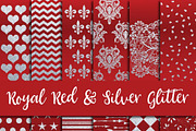 Royal Red & Silver Glitter Paper