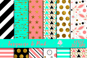 Turquoise & Pink Digital Paper