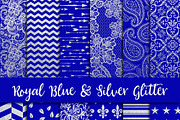 Royal Blue & Silver Glitter Paper