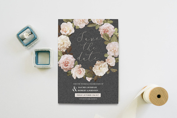 Floral save the date card