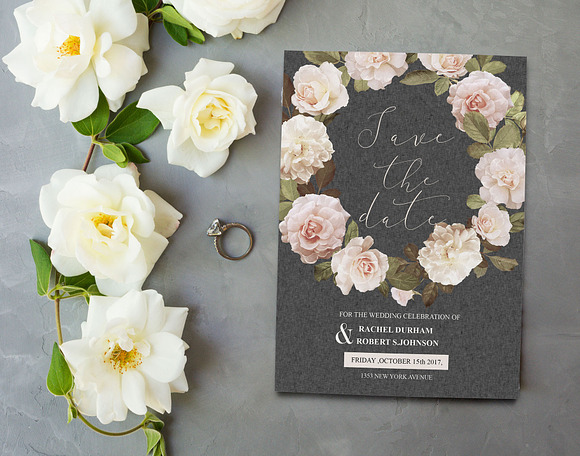 Floral save the date card in Wedding Templates - product preview 2