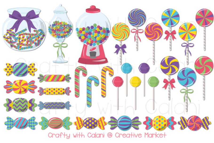 Cute Candy Clipart in Pastel Color