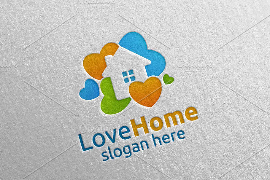 Love Home Logo, Colorful House Logo
