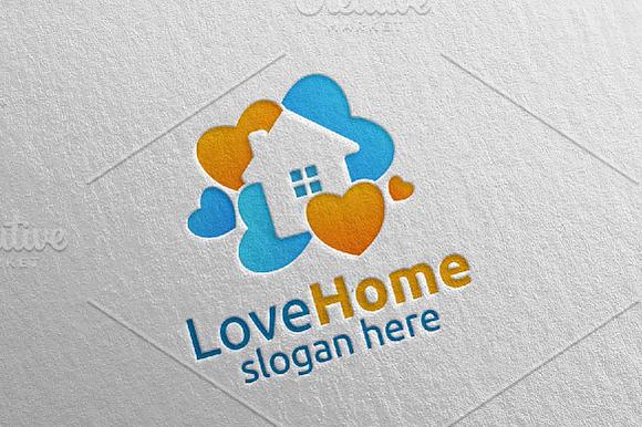 Love Home Logo, Colorful House Logo in Logo Templates - product preview 1
