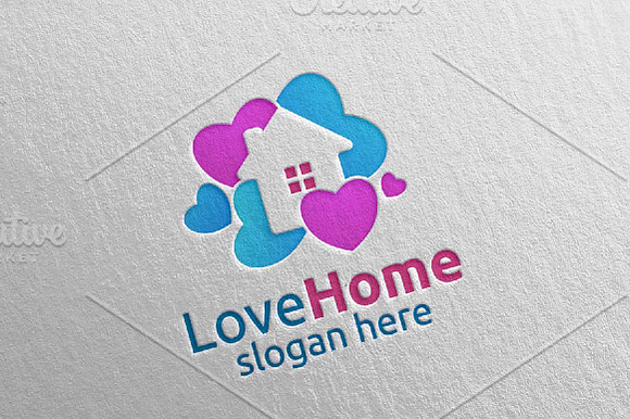 Love Home Logo, Colorful House Logo in Logo Templates - product preview 3