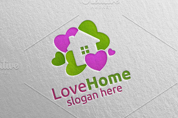 Love Home Logo, Colorful House Logo in Logo Templates - product preview 4