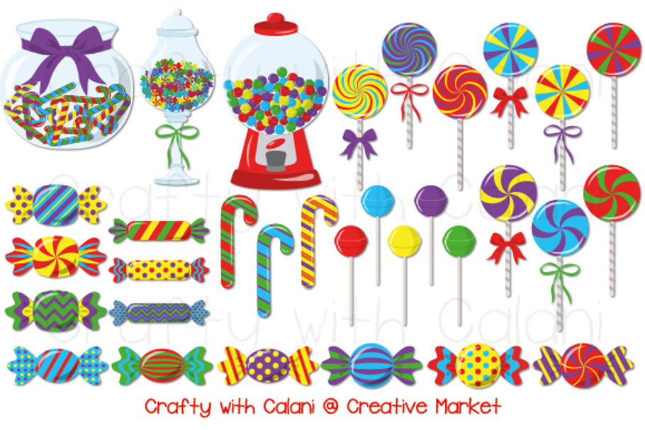 Cute Candy Clipart in Vibrant Color