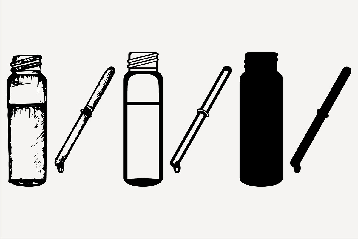 Glass bottle pipette, vector SVG PNG in Objects - product preview 8