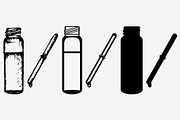 Glass bottle pipette, vector SVG PNG