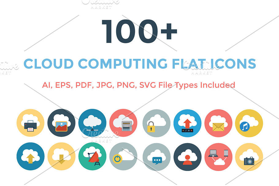 100+ Cloud Computing Flat Icons