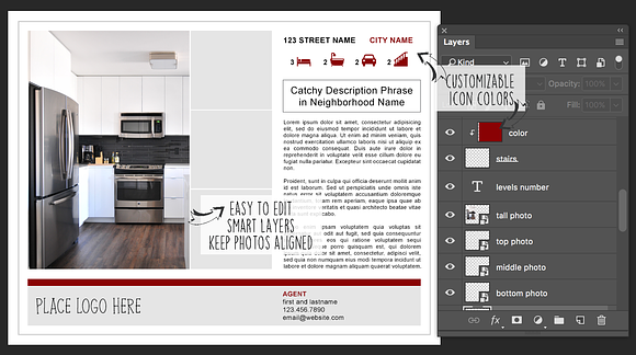 Real Estate Flyers with smart layers in Flyer Templates - product preview 1