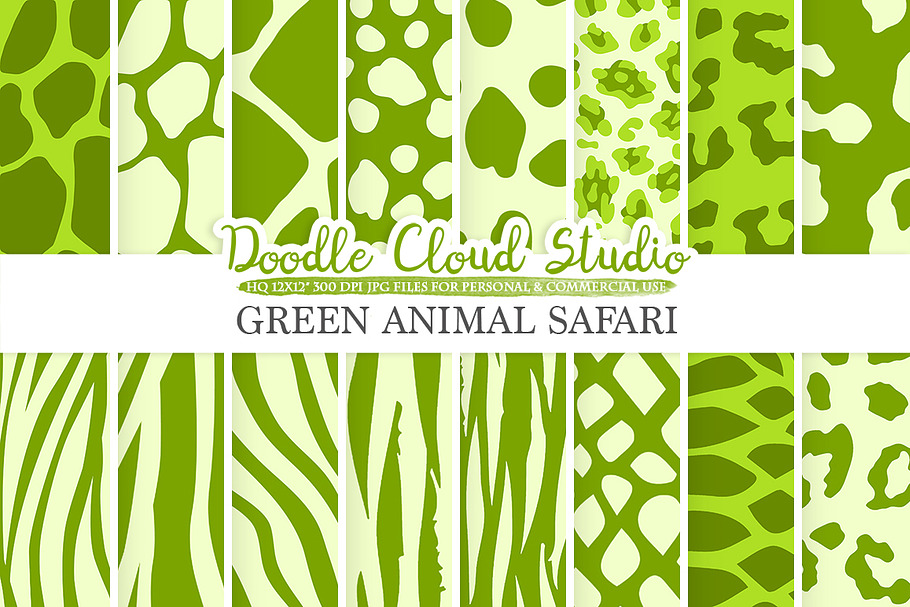 Green Animal Safari digital paper