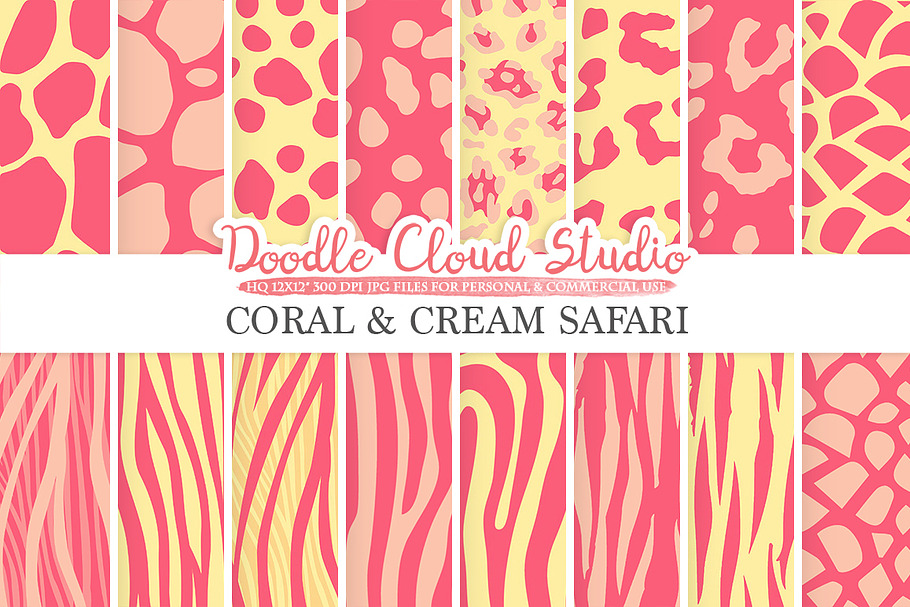 Coral and Cream Animal Safari