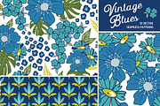 Vintage Blues Floral Patterns