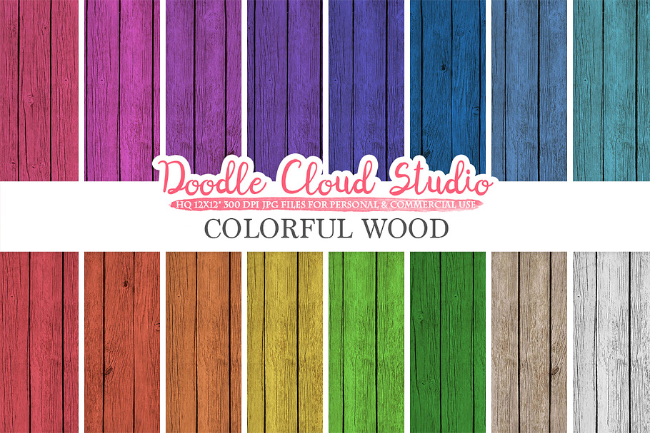 Colorful Real Wood digital paper