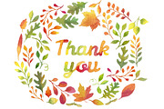 "Thank you" in autumn leaves wreath