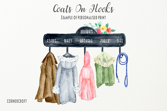 Watercolor Coats and Hooks in Illustrations - product preview 9