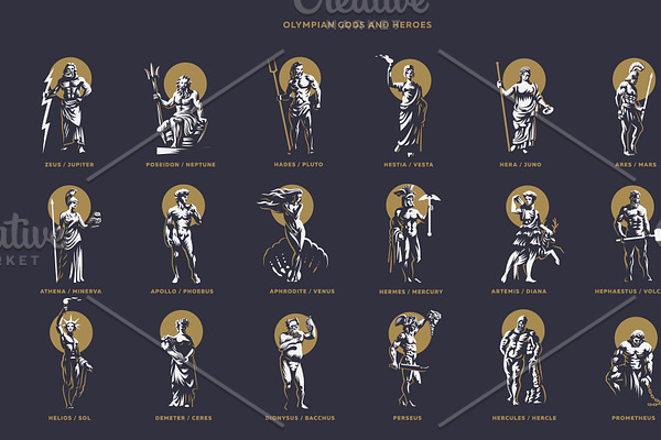 Olympic gods and heroes. 