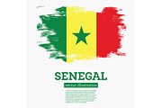 Senegal Flag with Brush Strokes. 