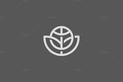 Globe flower leaf vector logo