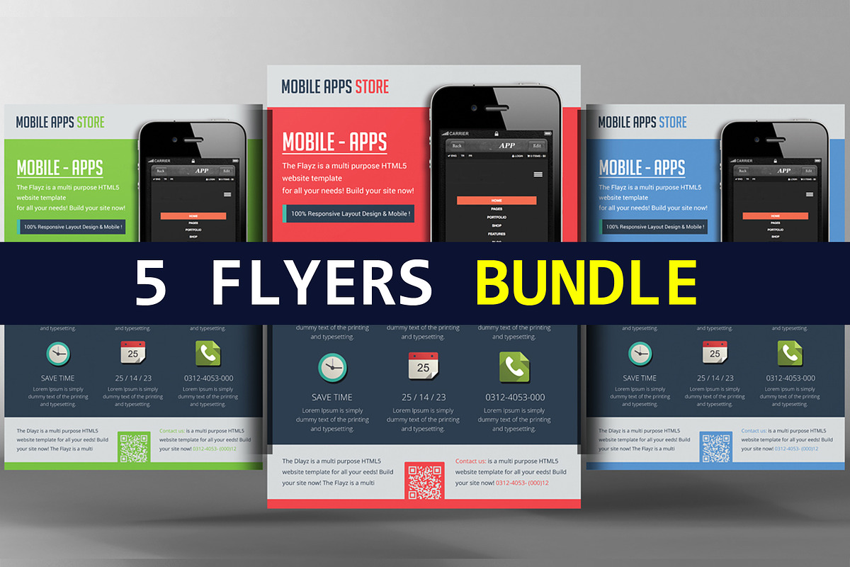 5 Mobile App Flyers Bundle in Flyer Templates - product preview 8