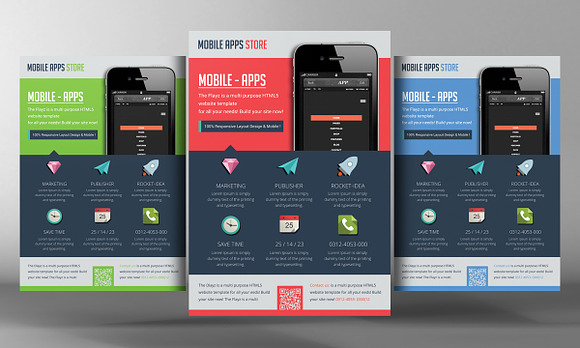 5 Mobile App Flyers Bundle in Flyer Templates - product preview 1