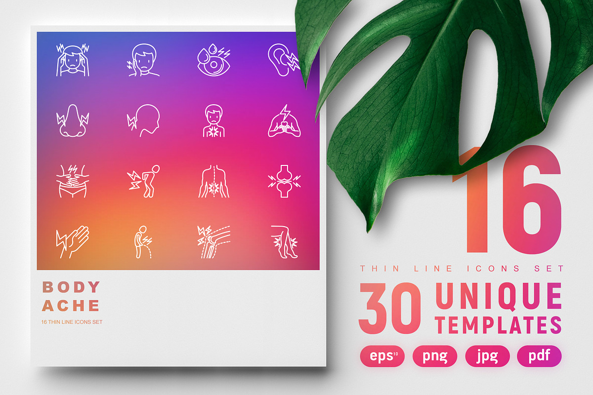 Body Ache Icons Set | 30 Templates in Circle Icons - product preview 8