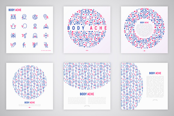 Body Ache Icons Set | 30 Templates in Circle Icons - product preview 6