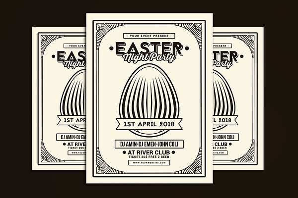 Easter Party Flyer Art Deco Style