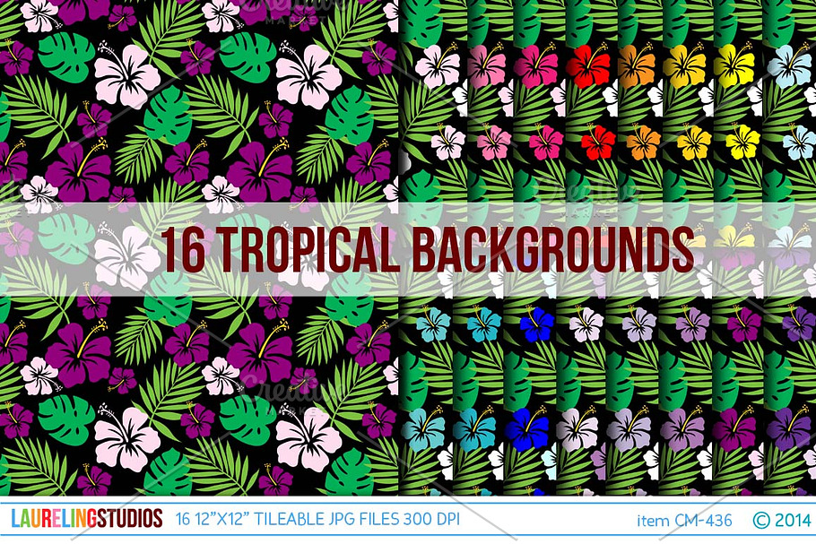 Tropical Hibiscus Background Pattern in Patterns - product preview 8