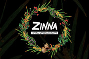 Zinna - Natural watercolor wreath