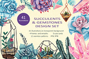 Succulents & gemstones design set