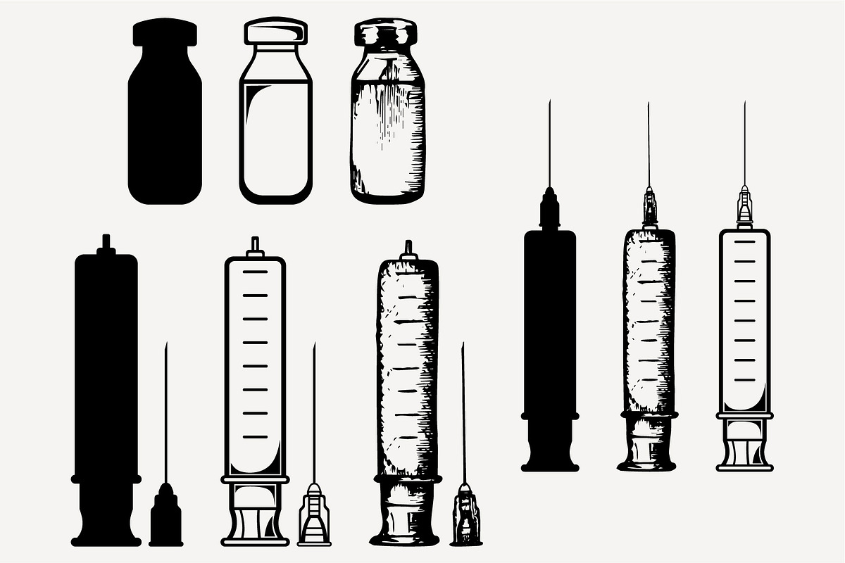 Syringe, needle, jar vector SVG PNG  in Objects - product preview 8